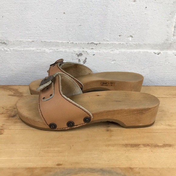 Vintage Dr Scholl Womens Size 6 Wooden Shoes - Picture 4 of 12